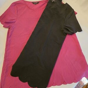 Amaryllis Pink and Black Scallop Hem Tees